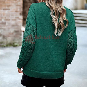 Pulls en tricot à manches longues pour femmes, personnalisables, respirants, en coton/polyester, de haute qualité, services OEM - Product Image 5