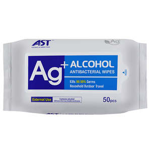 Lingettes antiseptiques à 75 % d'alcool et ions d'argent nano, paquet de 50 pour usage domestique - Product Image 1