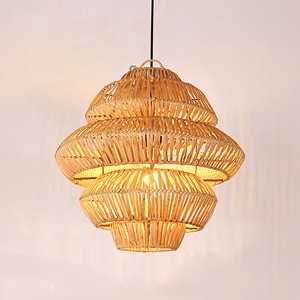 Abat-jour en rotin tissé naturel fait à la main en bambou plafonnier éclairage décoratif pour restaurant hôtel et intérieurs de maison - Product Image 3