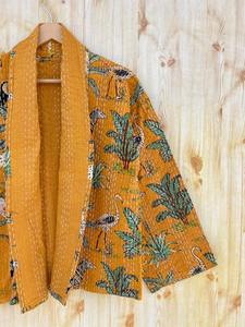 Chaqueta de invierno bohemia de moda, abrigo de estilo Kimono Kantha de jungla amarilla, abrigo frontal abierto, regalo para los seres queridos, chaqueta con estampado de animales - Product Image 4
