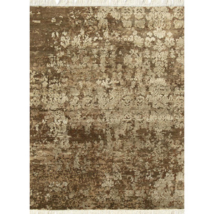 พรมขนสัตว์ผสมไหมทอมือลายดอกไม้สีเบจ-น้ำตาลสไตล์คลาสสิกทรงสี่เหลี่ยมผืนผ้าสำหรับบ้าน ห้องนอน ทางเดิน รุ่น SKRT-813 - Product Image 1