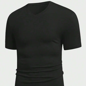 Camiseta corta acanalada de algodón transpirable con logotipo personalizado para hombre, colección de verano 2024 con costura en contraste, Camiseta corta transpirable - Product Image 1