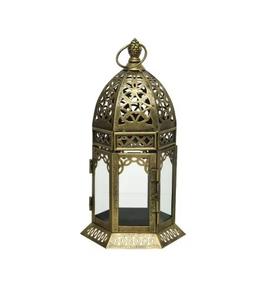 Lanterne à bougie décorative en métal et verre de style ancien fait à la main avec finition patinée pour les occasions de Pâques - Product Image 1