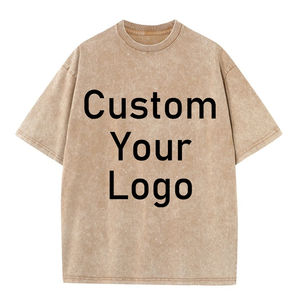 T-shirt délavé à l'acide avec impression de votre propre logo personnalisé pour hommes et femmes T-shirt surdimensionné Hip Hop Vintage 100% coton coupe ample - Product Image 1