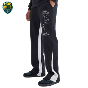 กางเกงขายาวผ้าฝ้ายพิมพ์ลายสำหรับผู้ชายกางเกงขาบานสำหรับผู้ชายกางเกงวินเทจผ้าเทอร์รี่100% - Product Image 4