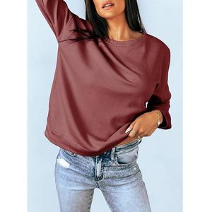 New Collection Luxury Long Sleeve Round Neck Shoulder Slope Solid Comfortable Casual <b>Women's</b> Cotton Sweatshirt From Bangladesh - Product Image 3