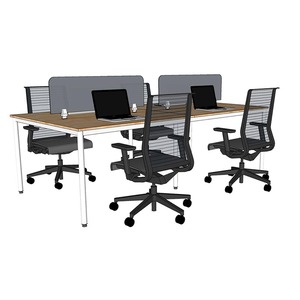 OMA HBOM008 4-Piece Cluster <b>Desk</b> Natural Melamine Wood Modern & Minimalist Design <b>Foldable</b> for Home Office Workspace - Product Image 2
