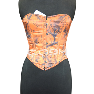Top de Moda con Estampado de Jungla en Satén Naranja, Sublimado, con Corsé Ajustable y Varillas de Acero - Product Image 5
