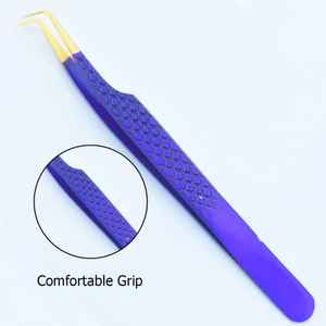 Pinzas Profesionales para Pestañas, Agarre de Diamante, Acero Inoxidable, 45 Grados, Puntas de Fibra Antimagnéticas, Punta Suave, Hechas a Mano - Product Image 4