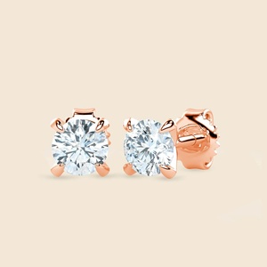 Boucles d'oreilles clous en or massif 14 carats avec diamants ronds de laboratoire 0,6 carat F+-VS pour usage quotidien, cadeau d'anniversaire - Product Image 3