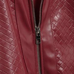 Veste en cuir à manches longues avec col style moto Manteau en cuir pour femmes Automne Nouvelle fermeture éclair Décoration pour femmes Imitation - Product Image 3