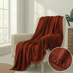 ผ้าคลุมโซฟาและผ้าคลุมไหล่ทรงสี่เหลี่ยมผืนผ้าลายเรียบเนียน ผลิตจากผ้าขนสัตว์/อะคริลิก ยี่ห้อเมอร์ลิน ทีวี ป้องกันการเกิดขุย เหมาะสำหรับใช้ในบ้าน - Product Image 3