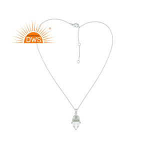 ร้อนขายปรับเงินสเตอร์ลิงธรรมชาติคริสตัลควอตซ์พลอย Hamsa ออกแบบจี้สร้อยคอเครื่องประดับที่กำหนดเองผู้ผลิต - Product Image 1