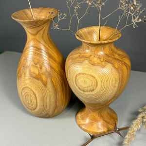 Wooden Handmade Flower Vase Solid Wood Dry Flower Table Vase Decoration Vintage Handmade Simple Dry Flower Vase <b>Ornament</b> - Product Image 2