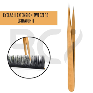 Pince à épiler d'extension en acier inoxydable de couleur dorée et de 2 pinces à épiler à pointe incurvée avec propre logo. - Product Image 5