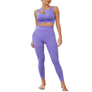 Ensemble de yoga sans couture à séchage rapide pour femme, couleur unie, taille haute, effet push-up, idéal pour le fitness et la course à pied - Product Image 5