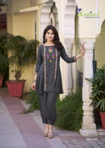 New 2025 Modern Maruti Fashion High Demand Latest Viscose Rayon Slub Fancy Co Ord Set Embroidery Work Woman Kurta/<b>Kurti</b> Embossed - Product Image 5