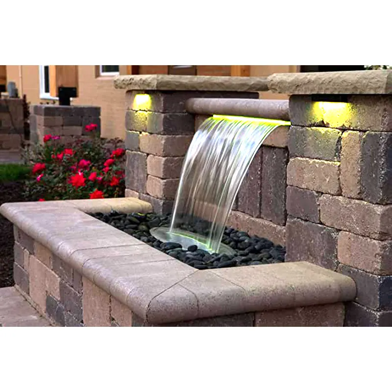 Pool-Wasserfall mit Led-Licht-Wasservorhang mit bunter Streifen für Pool- und Gartendekoration