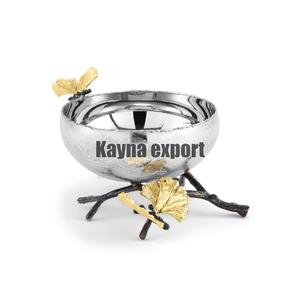 Cuenco de fruta nórdico moderno de lujo para servir, centro de mesa de fruta decorativo estilo gingko, cuenco hecho a medida, cuenco de metal de calidad hecho a mano - Product Image 1