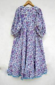 2025 New Arrival Cotton Ditsy Flower Printed A-Line Long Maxi <b>Dress</b> for Women Casual Indian Wear Natural Waistline Button - Product Image 2