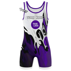 Maillot de lutte personnalisé pour hommes, logo extensible sur le devant, spandex/polyester, été - Product Image 1