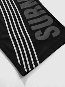 Conjunto de chándal con panel lateral en blanco y negro para hombre, Camiseta con estampado gráfico con detalle lateral doble y Jogger elástico, logotipo personalizado, atuendo conjunto - Product Image 6