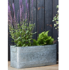 Jardinières de fleurs rectangle en métal galvanisé de nouvelle conception avec poignées pour jardinière décorative de patio de jardin extérieur - Product Image 1