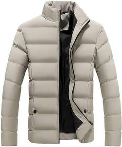 Veste matelassée légère en toile pour homme Manteau thermique d'hiver à capuche col montant de haute qualité Prix bas Gris disponible pour - Product Image 1