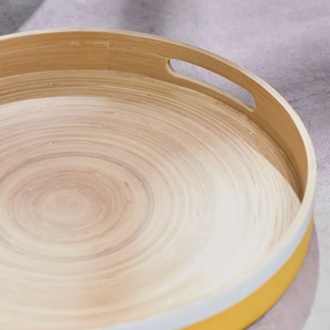 Venta al por mayor buen precio clásico de bambú hilado bandeja para servir comida bandeja decorativa decoración del hogar de Vietnam - Product Image 3