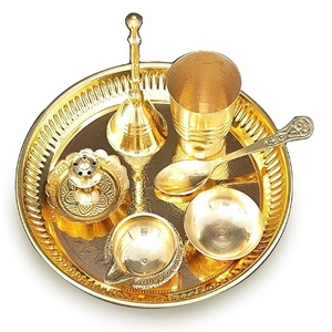 Vente chaude Top Qualité En Laiton Pooja Thali Ensemble pour La Maison Temple Pooja Thali Décoratif En Laiton Pooja Articles pour Cadeau Pour La Décoration - Product Image 5