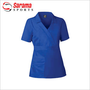 Uniforme de gommage à la mode pour femme, ensemble en tissu imprimé CVC et pantalon de couleur blanche, vente en gros - Product Image 1