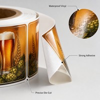 Étiquettes personnalisées pour bouteilles de bière artisanale, autocollants en vinyle imperméables, rouleaux d'autocollants adhésifs, impression numérique UV pour l'emballage des brasseries