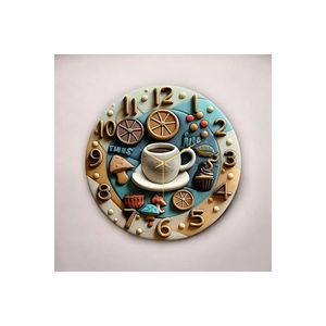 Colorful Coffee Pattern Wooden Table <b>Wall</b> <b>Clock</b> <b>50cm</b> Silent Table <b>Wall</b> <b>Clock</b> Perfect As a Number Gift - Product Image 5