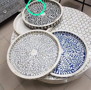 Plateau de service en incrustation d'os personnalisé de qualité supérieure Plateau de service de petit déjeuner de style unique Décor de table élégant Plateaux en incrustation d'os - Product Image 3