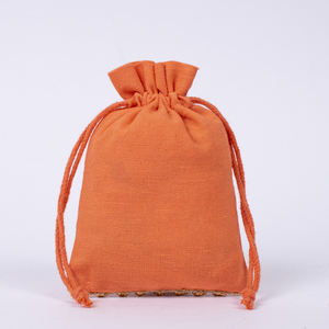 Recipiente de joyería biodegradable de algodón naranja hecho a mano con logotipo personalizado, embalaje de regalo con cordón indio para organizar joyas - Product Image 4