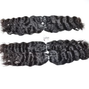 ผมต่อจากมนุษย์ผมชาวอินเดียสำหรับผู้หญิงมีหนังกำพร้าเป็นลอนธรรมชาติสีดำธรรมชาติ - Product Image 4