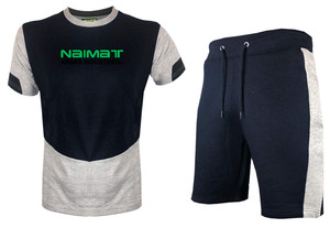 Wholesale Custom Logo 260 GSM <b>Canvas</b> T-Shirt Shorts Set for Men <b>Round</b> Neck T-Shirts and Short Sets - Product Image 2