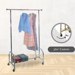 Porte-vêtements portable en chrome pour usage commercial, charge lourde de 40 kg, recyclable, pour boutique avec étagère - Product Image 3