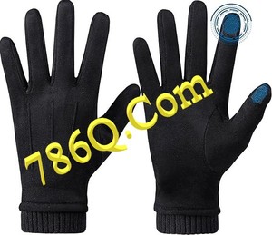 Gants d'hiver chauds en daim coupe-vent imperméable à l'écran tactile | Gants en cuir pour usage extérieur - Product Image 1