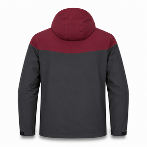 Veste coupe-vent à capuche personnalisée pour homme, bordeaux anthracite, légère, imperméable, en polyester et élasthanne, pour l'extérieur, colorblock, OEM privé - Product Image 2