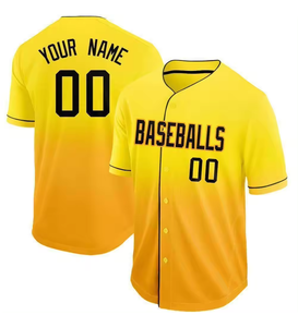 Ventas directas de fábrica Botón transpirable 100% Camisetas de béisbol de poliéster Camisetas de béisbol personalizadas baratas lisas - Product Image 1