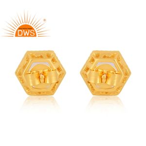 Mejor Venta de plata esterlina 18K chapado en oro Natural Arco Iris Luna piedra preciosa Stud pendiente Demi joyería fina fabricante - Product Image 4