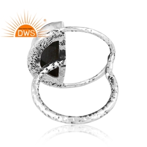 Anillo de Plata de Ley Oxidada con Malaquita Natural, Diseño de Media Luna, Joyería para Mujer, Fabricante de Joyería Personalizada - Product Image 4