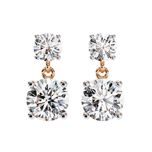 4ct Total Lab <b>Diamond</b> Drop <b>Earrings</b> 1.50ct + 0.50ct Solitaire in 10K 14K 18K Gold or 925 Silver Elegant <b>Dangle</b> Bridal - Product Image 1