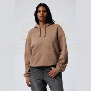 Sudadera con capucha de calle alta lavada con ácido de gran tamaño para mujer, estampado Vintage de invierno, mangas completas, logotipo frontal personalizable - Product Image 1