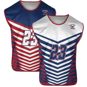 Salida de fábrica Logotipo sublimado personalizado Reversible Lacrosse Pinnies Reversible Lacrosse Uniformes Ropa deportiva - Product Image 5