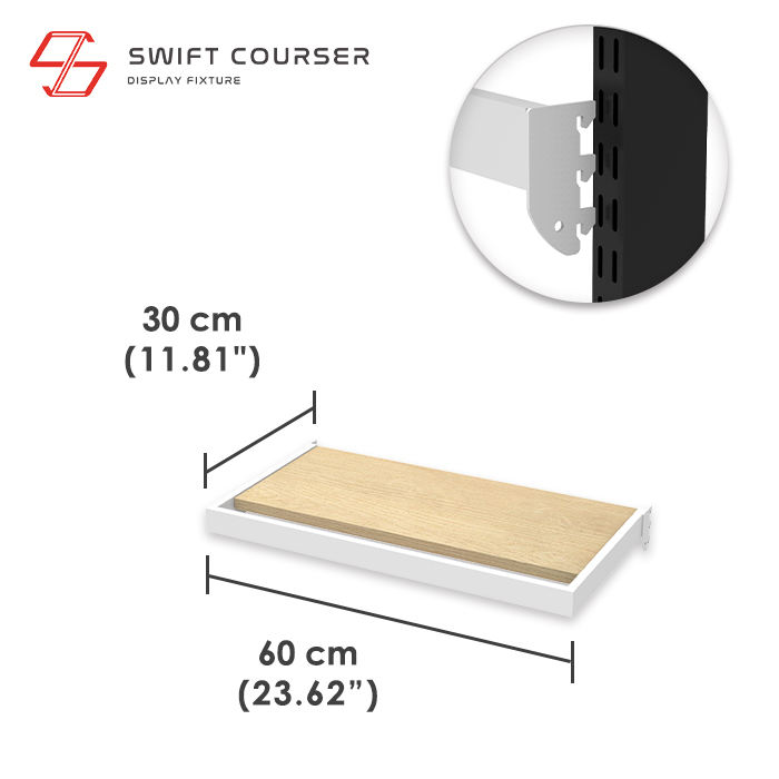 Bracket (White) + Wood Shelf (Light Brown)