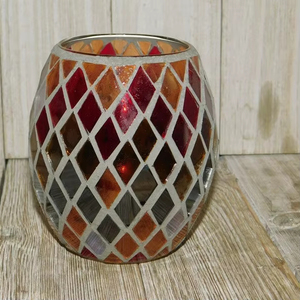 Vela Votiva de Cera de Abeja Roja con Acabado Mosaico, Altamente Perfumada, en Forma de Flor, para Decoración de Mesa en Fiestas Navideñas y Portavelas - Product Image 1