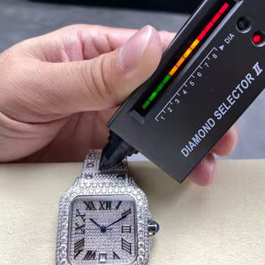 Reloj de Hombre de Acero Inoxidable Plateado con Diseño Aerodinámico, Decoración de Borde con Moissanita, Esfera Inspirada en Diamantes, Movimiento de Cuarzo, de Lujo - Product Image 2