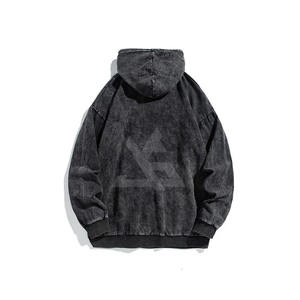 เสื้อฮู้ดดี้ทรงครอป สไตล์วินเทจ ผ้าหนา ฟอกสีแบบแอซิดวอช ผ้าคอตตอนผสม พิมพ์ลายโลโก้ด้วยคริสตัลเต็มตัว ผลิตโดยผู้ผลิต - Product Image 2